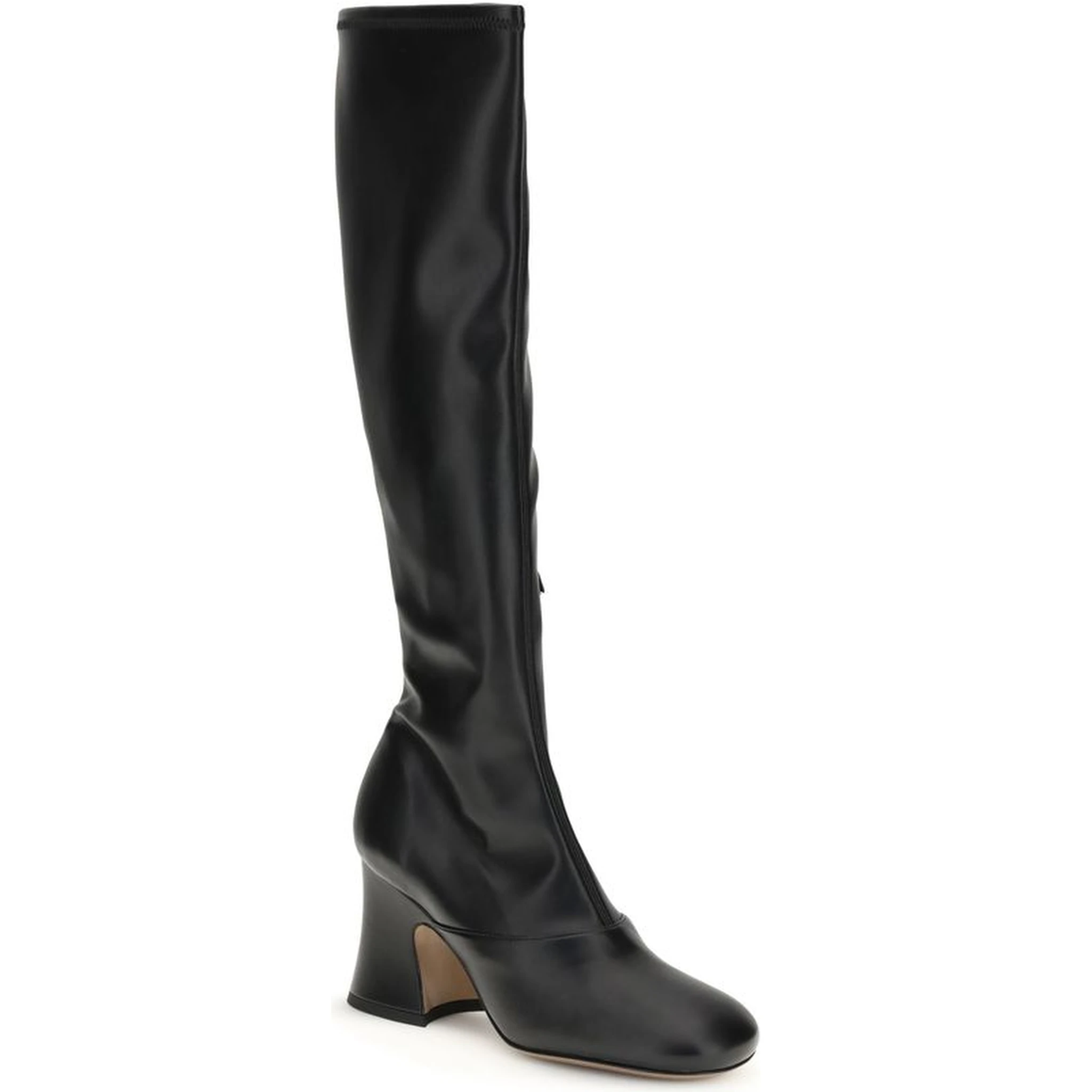 Black Leather High Heel Boots