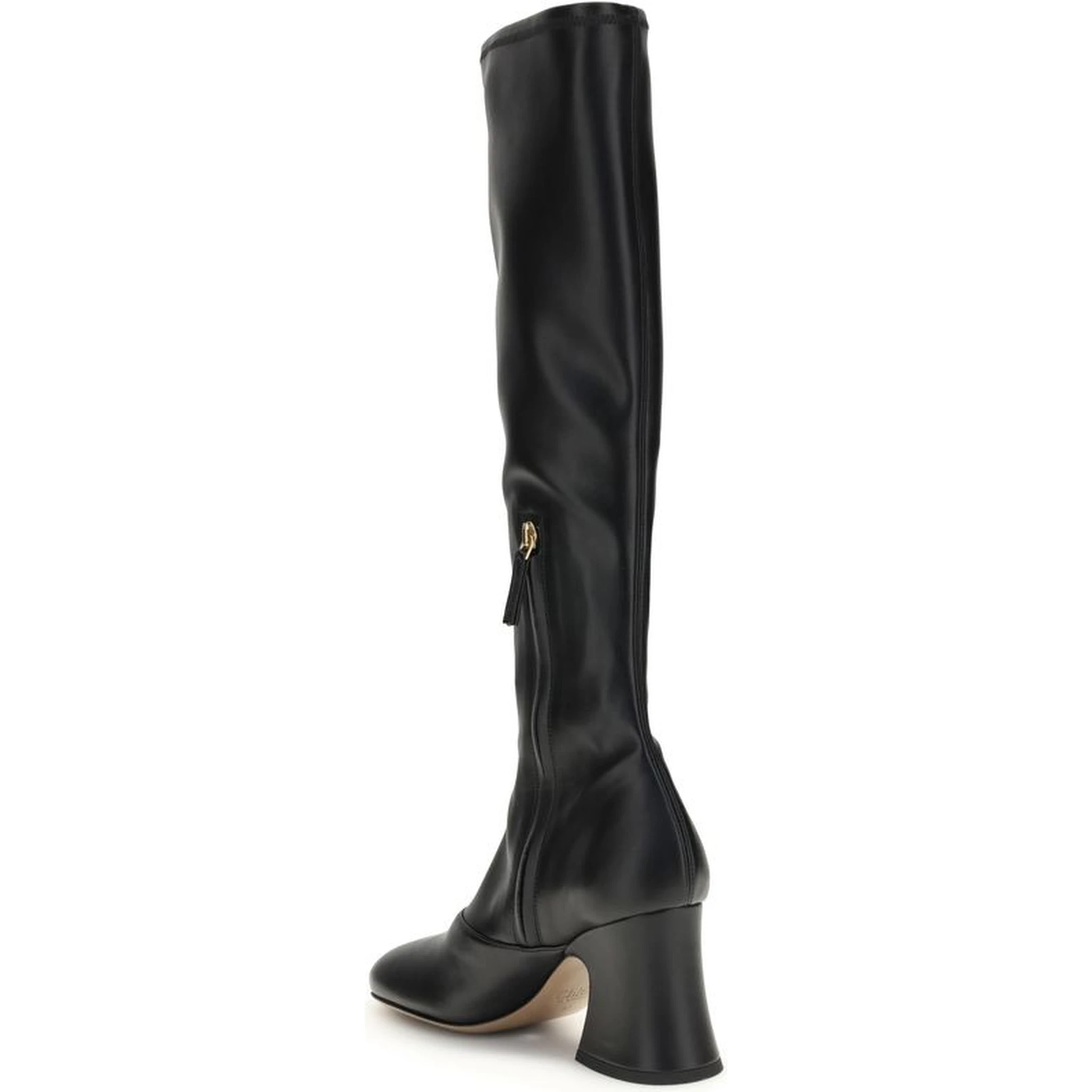 Black Leather High Heel Boots