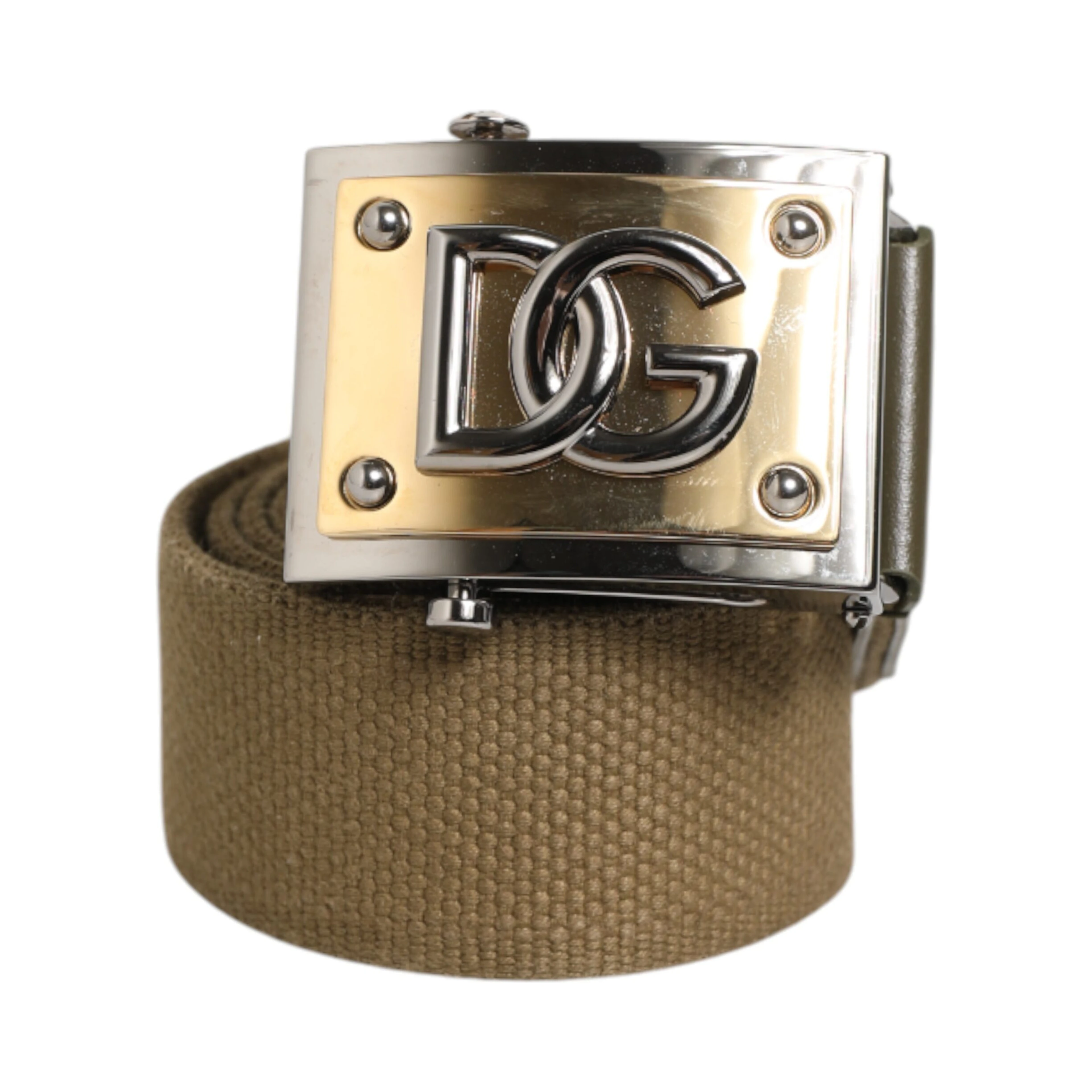 Military Green Nylon Logo Metal Buckle Belt