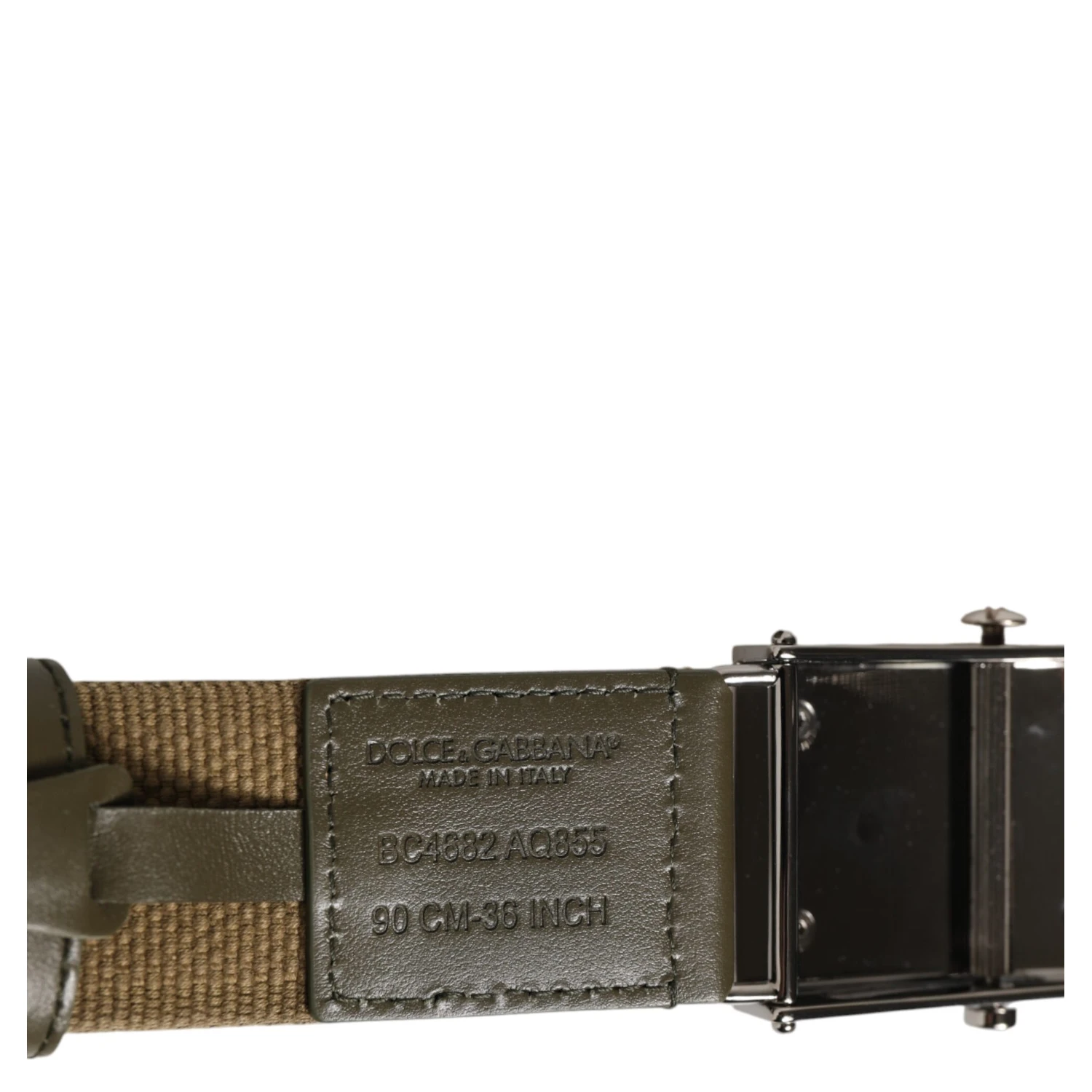 Military Green Nylon Logo Metal Buckle Belt