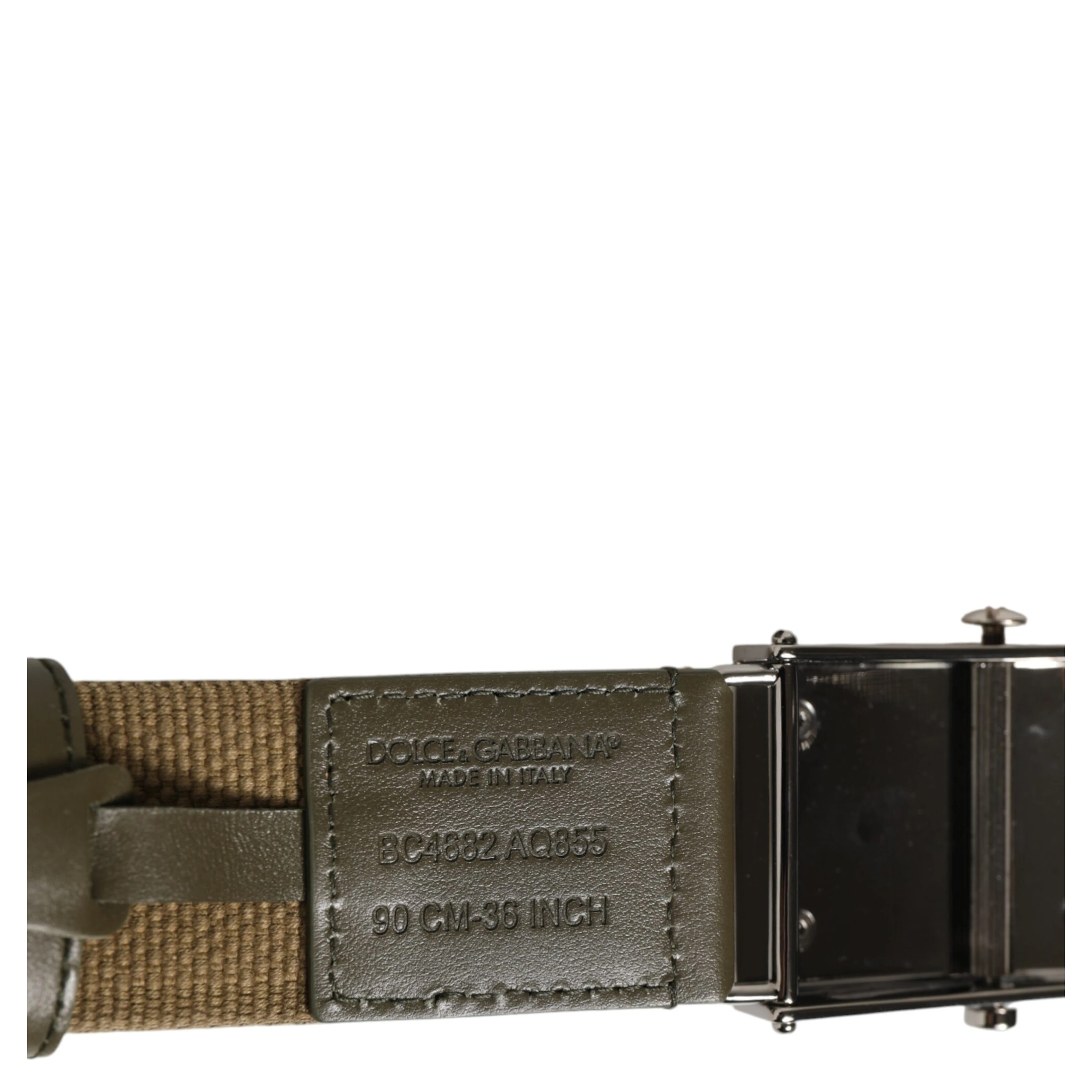 Military Green Nylon Logo Metal Buckle Belt