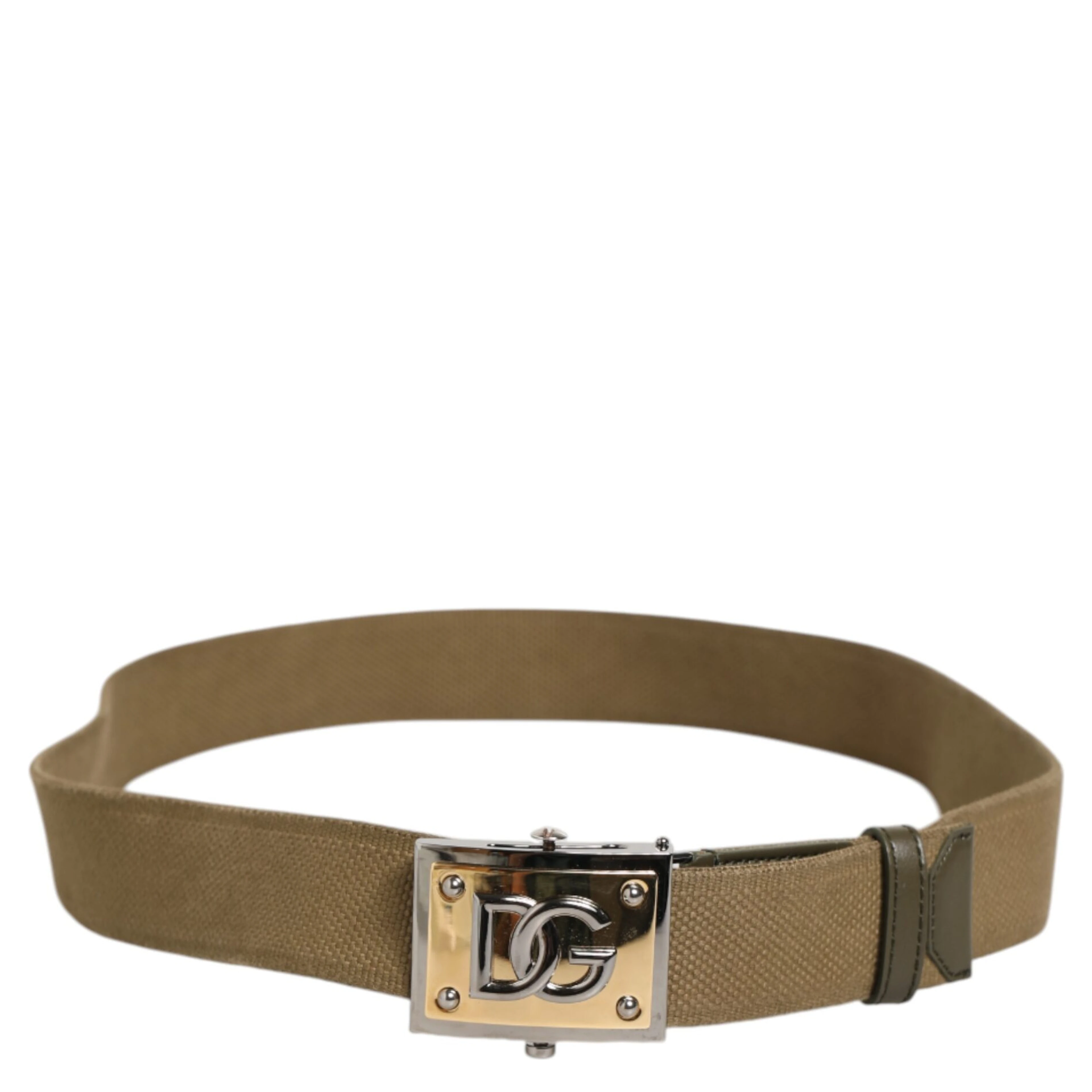 Military Green Nylon Logo Metal Buckle Belt