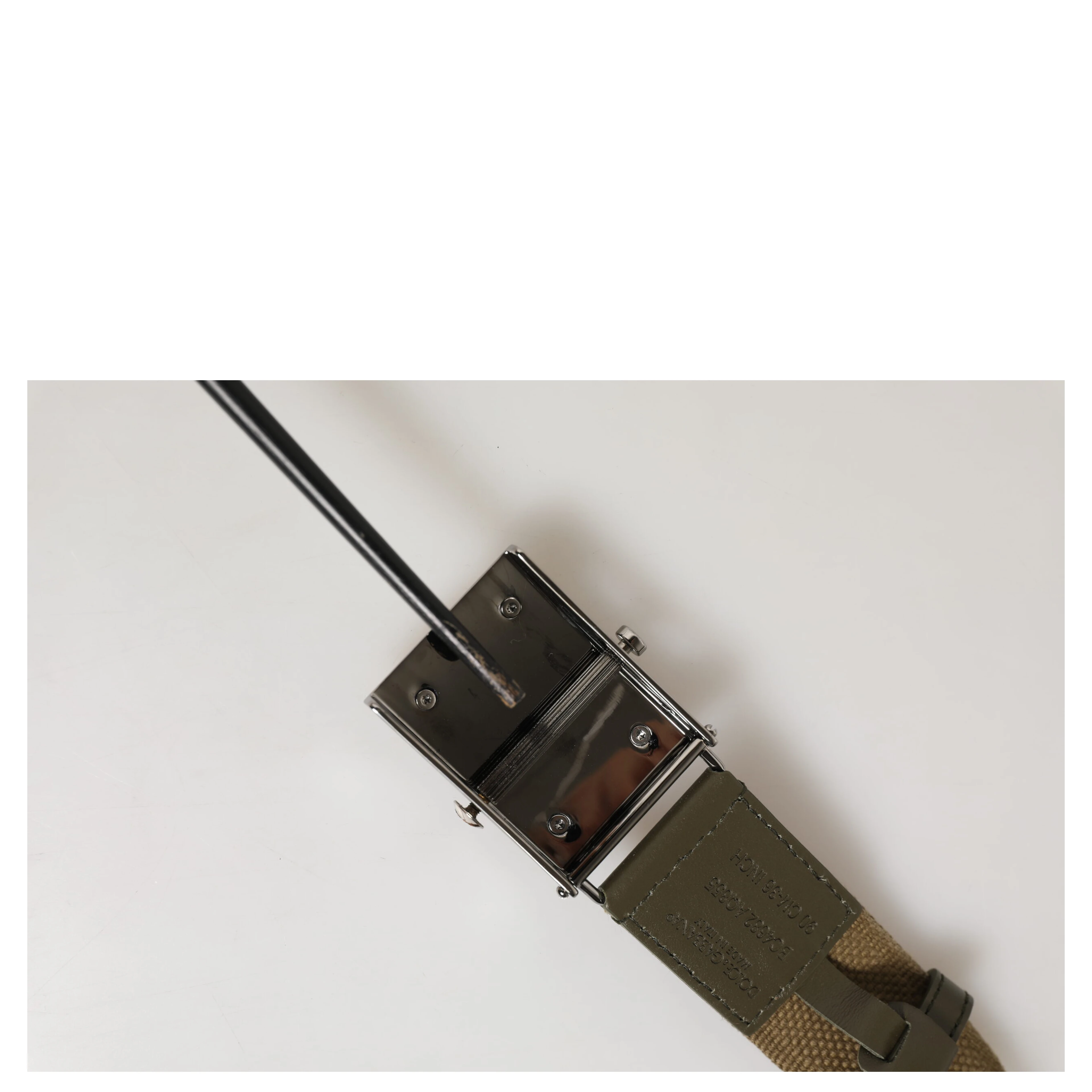 Military Green Nylon Logo Metal Buckle Belt