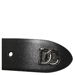 Black Calf Leather Studded Silver Buckle Belt
