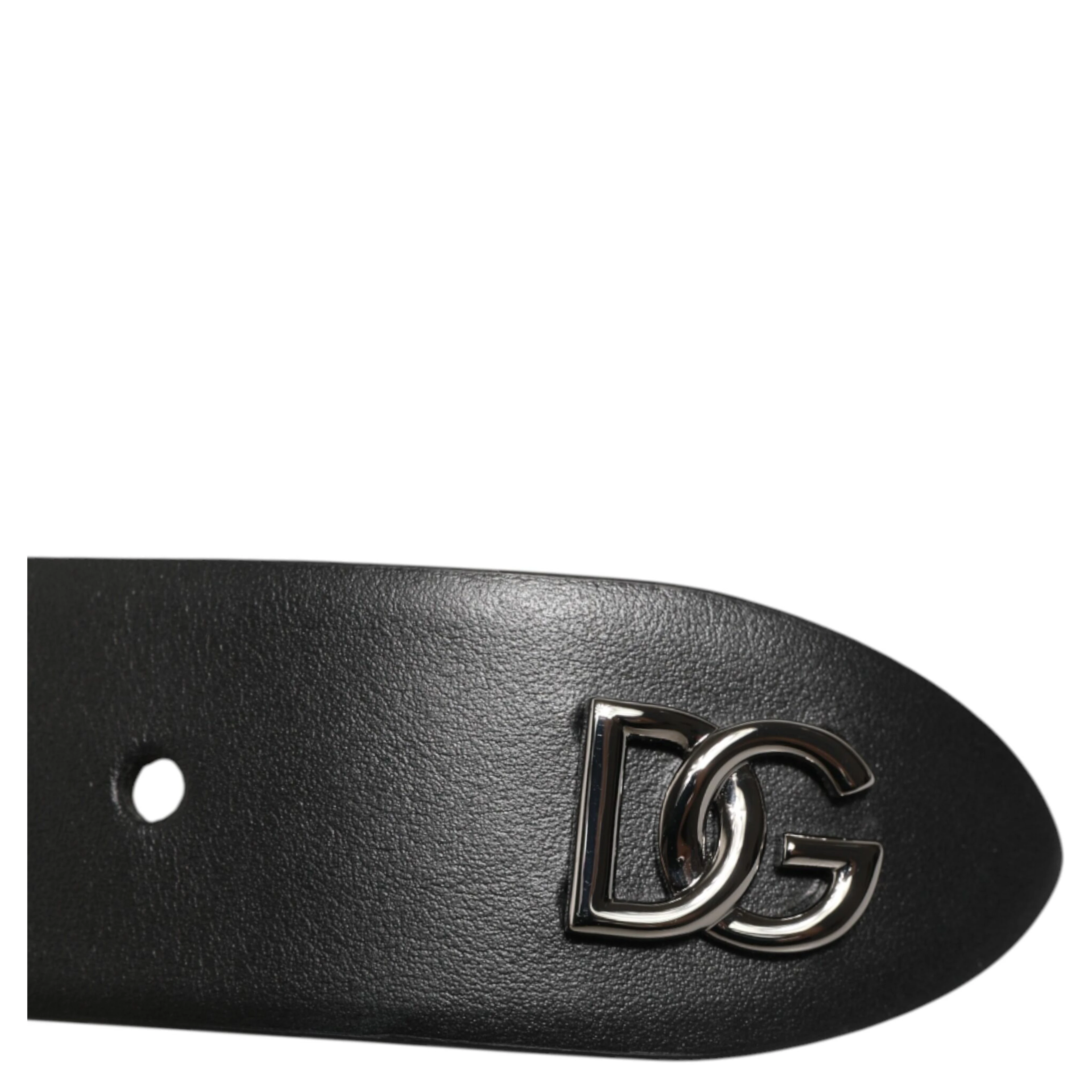 Black Calf Leather Studded Silver Buckle Belt