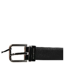 Black Leather Studded Silver-Tone Buckle Belt