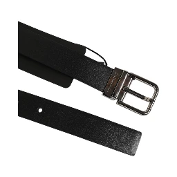 Black Leather Studded Silver-Tone Buckle Belt