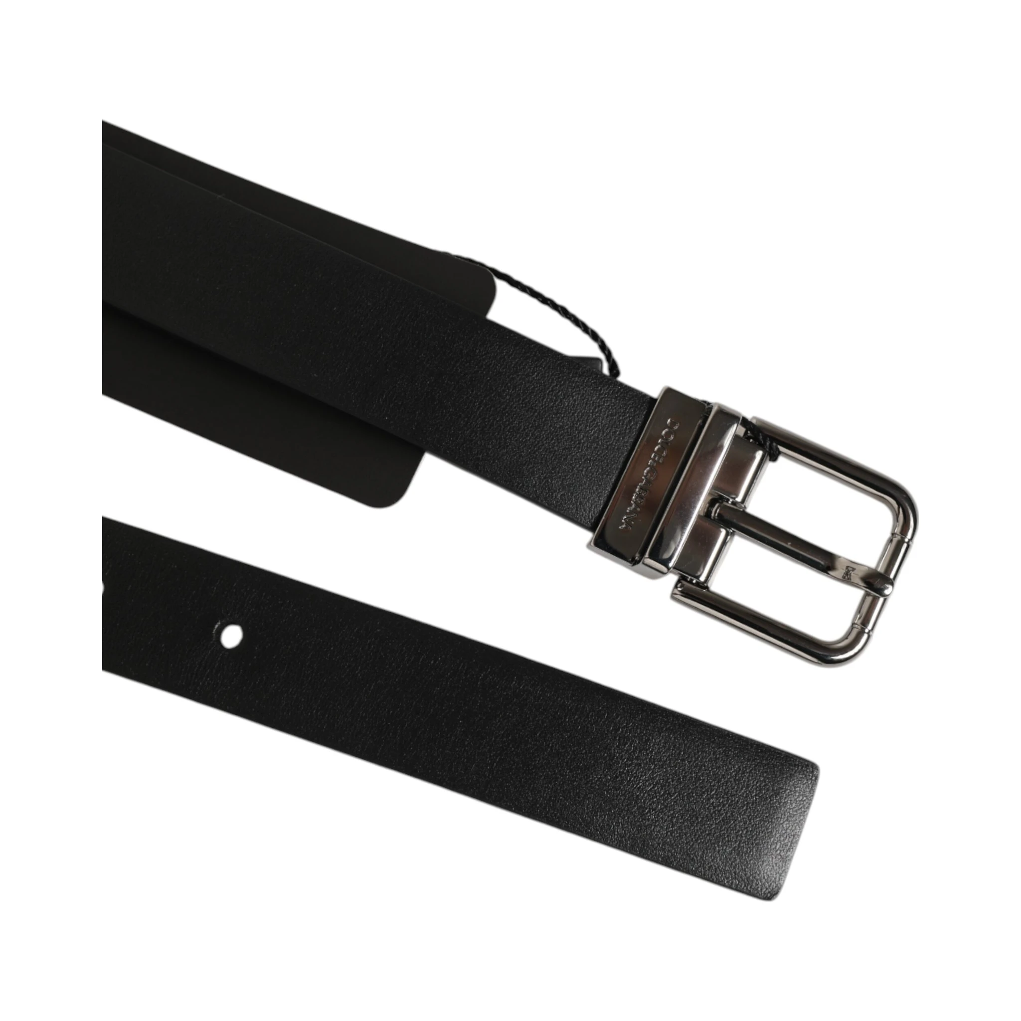 Black Leather Studded Silver-Tone Buckle Belt