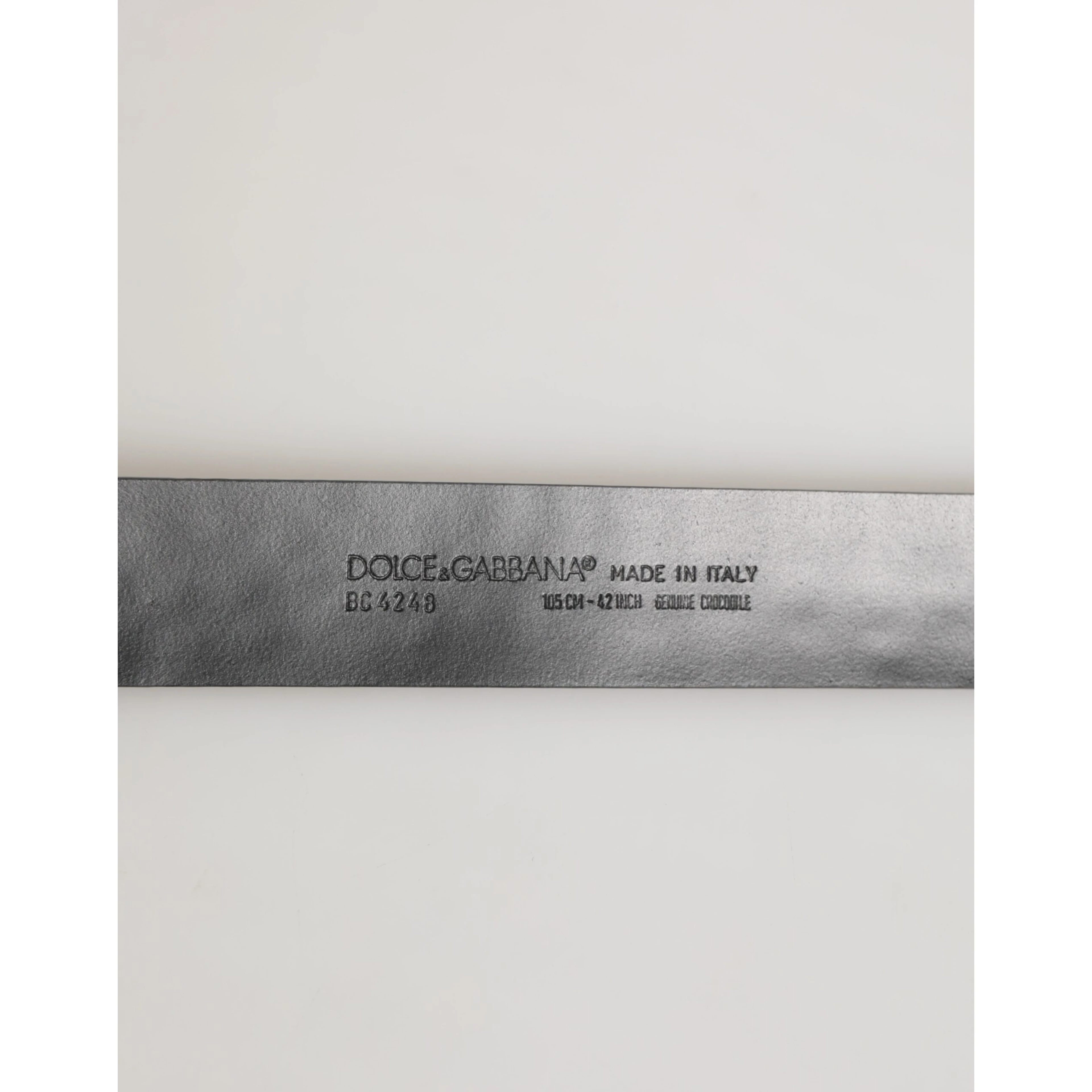 Black Exotic Leather DG Logo Buckle Belt