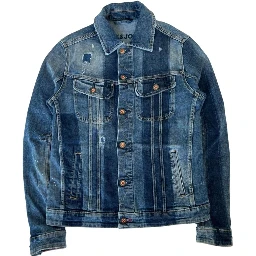 Blue Cotton Men Jacket