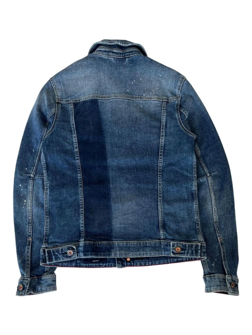 Blue Cotton Men Jacket