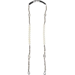 Black Leather Pearl Chain Bag Accessory Shoulder Strap