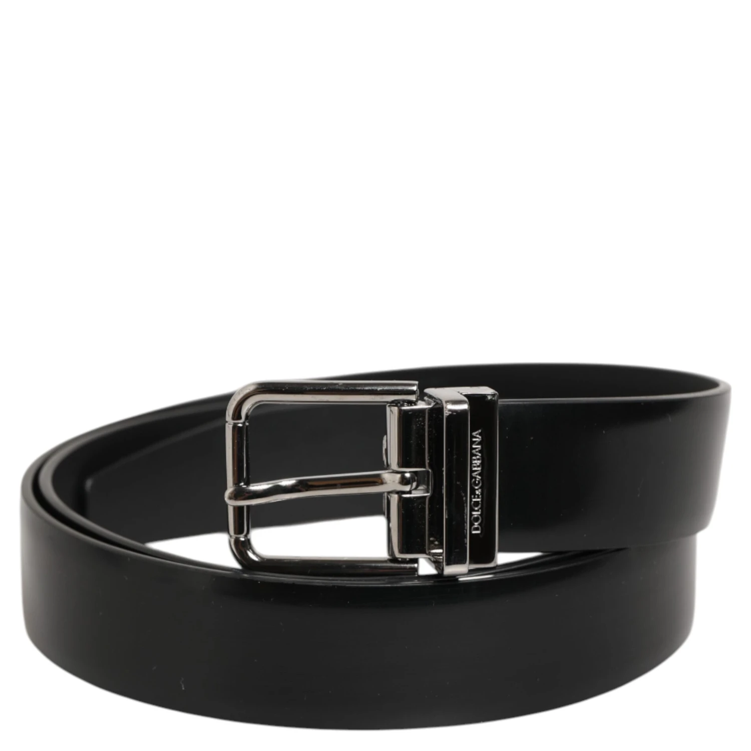 Black Leather Classic Metal Buckle Men Belt