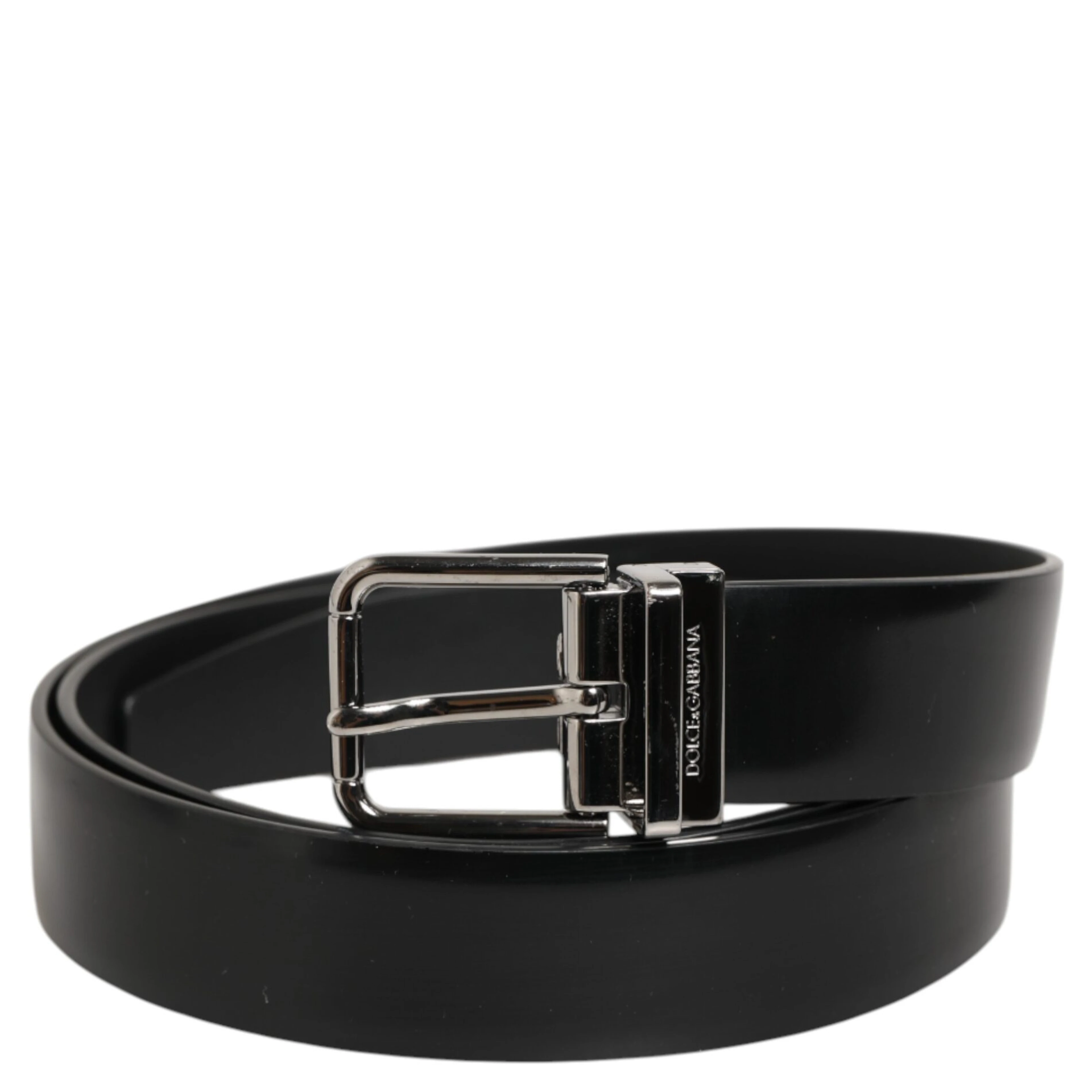 Black Leather Classic Metal Buckle Men Belt