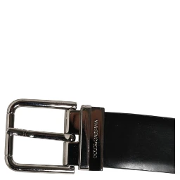 Black Leather Classic Metal Buckle Men Belt