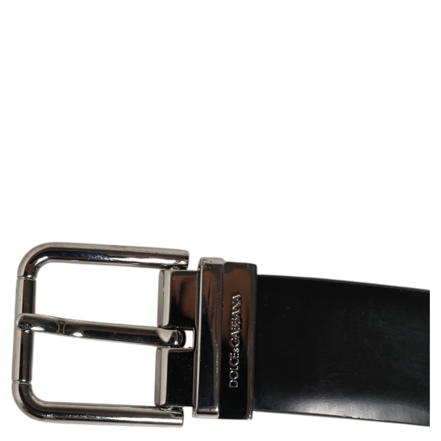 Black Leather Classic Metal Buckle Men Belt