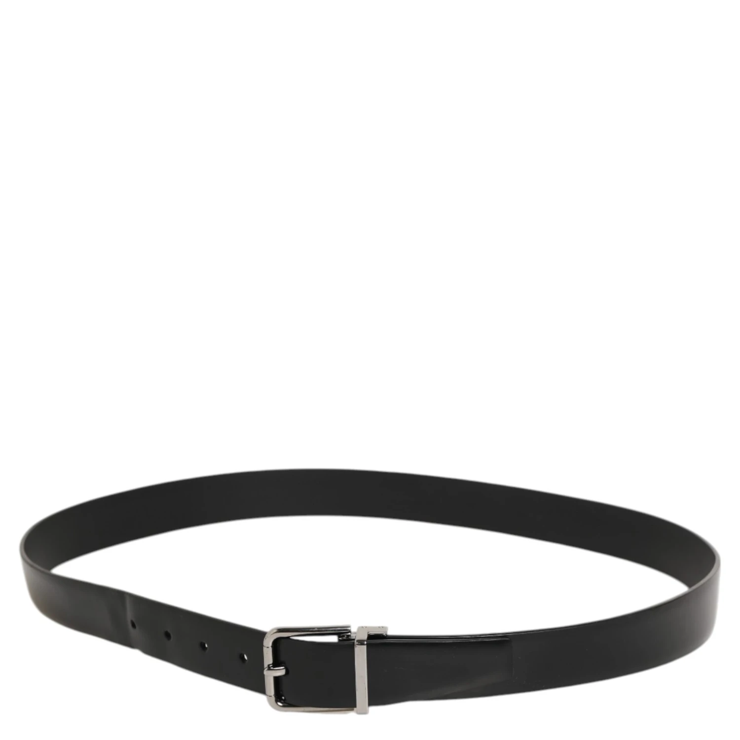 Black Leather Classic Metal Buckle Men Belt
