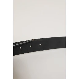 Black Leather Classic Metal Buckle Men Belt