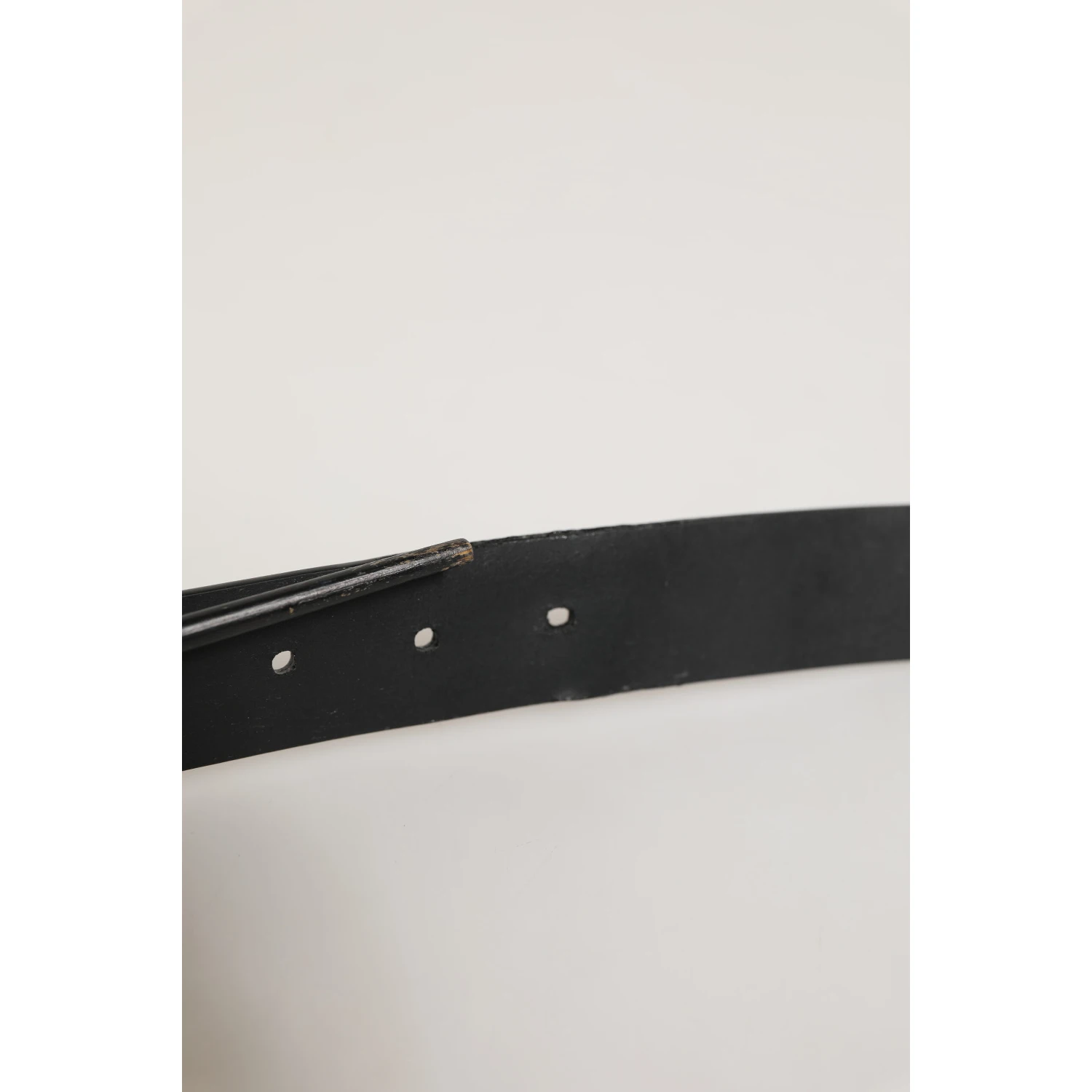 Black Leather Classic Metal Buckle Men Belt