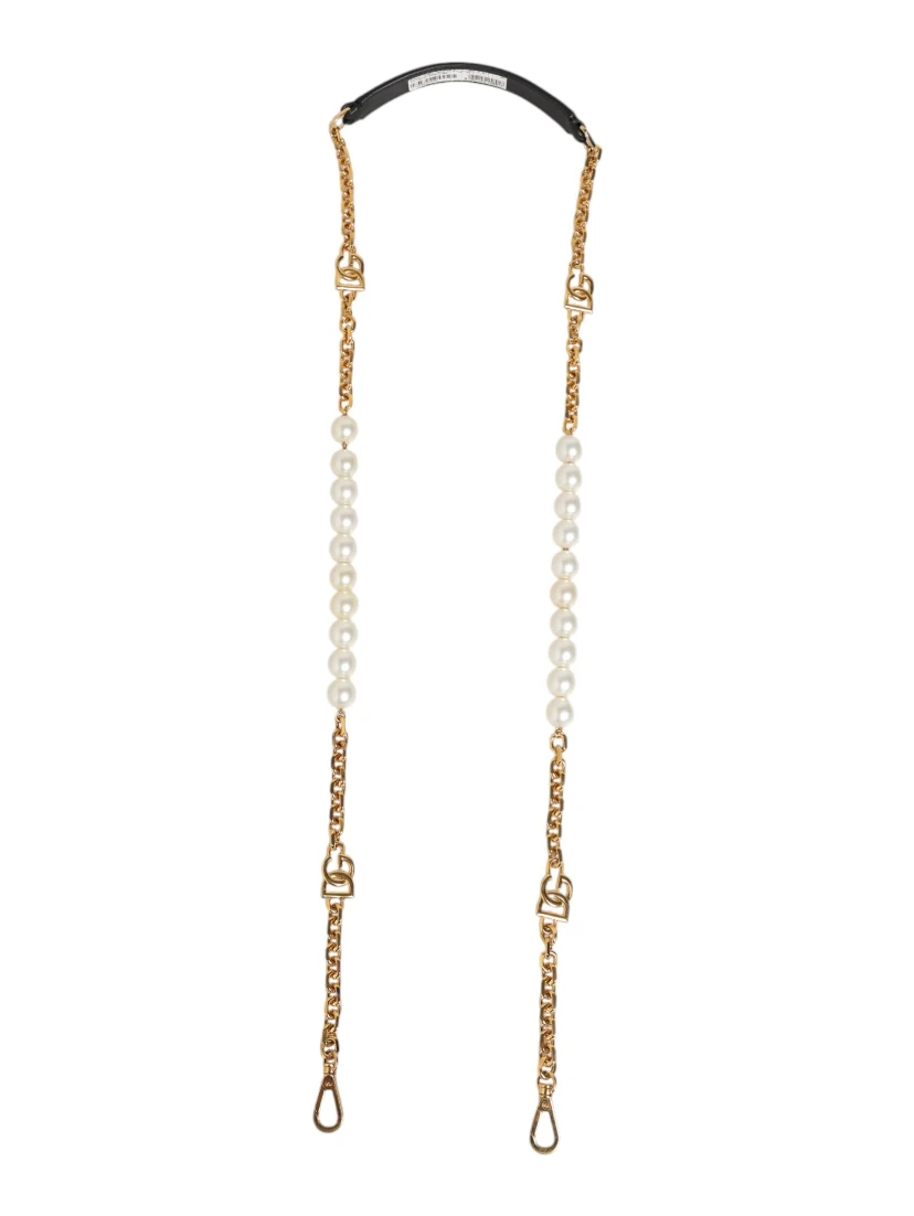 Black Leather Gold Chain Bag Accessory Shoulder Strap