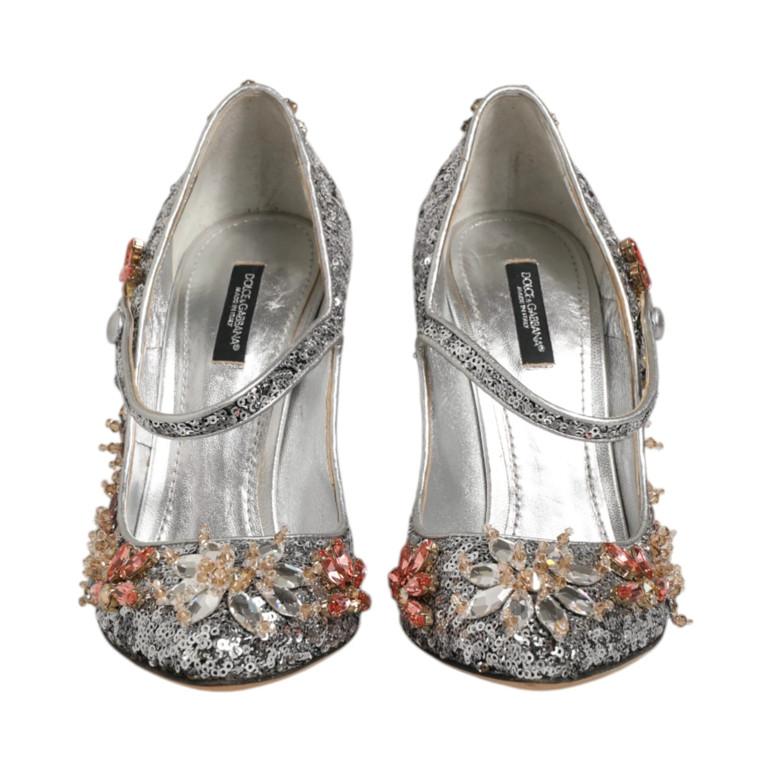 Silver Sequin Crystal Mary Janes Pumps Shoes