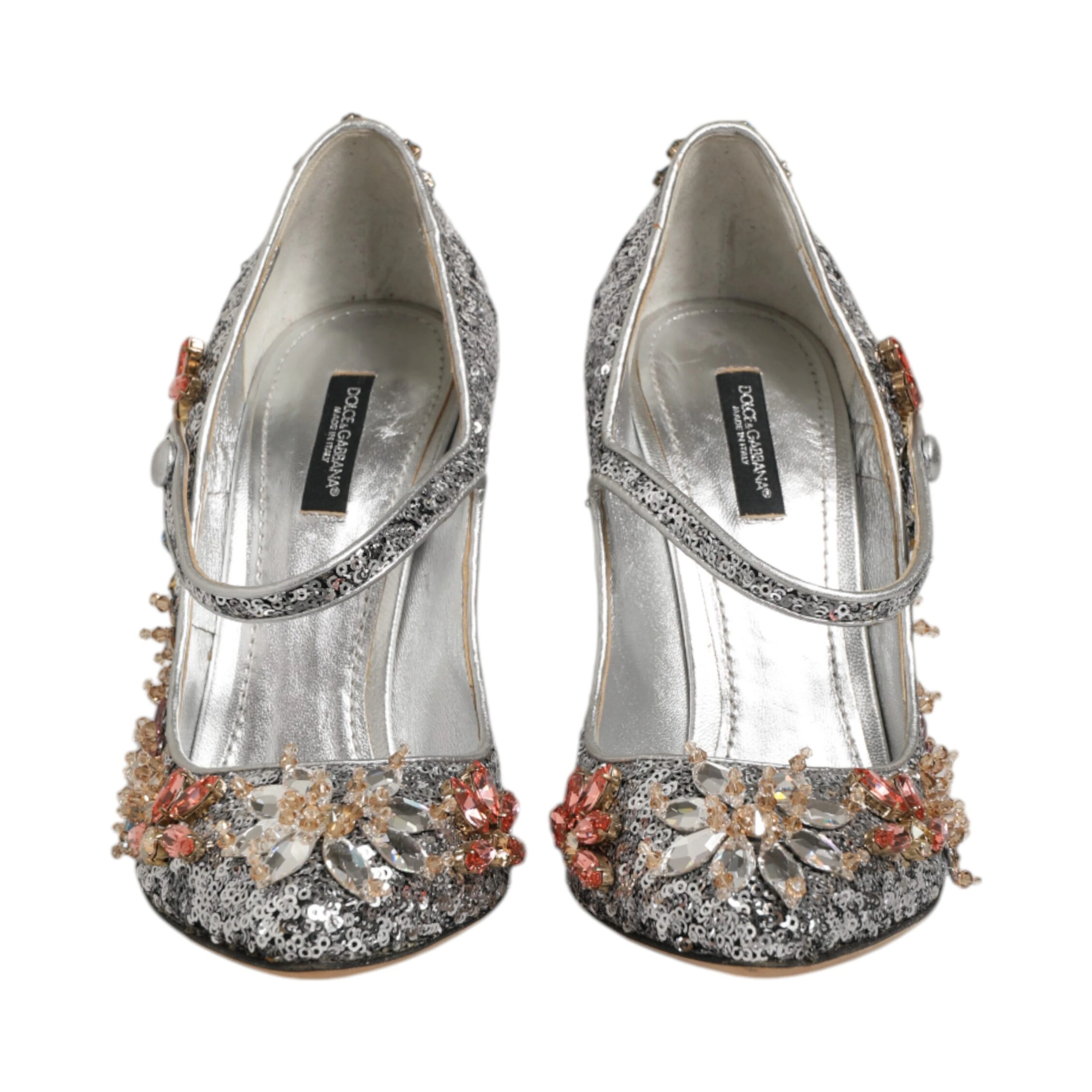 Silver Sequin Crystal Mary Janes Pumps Shoes