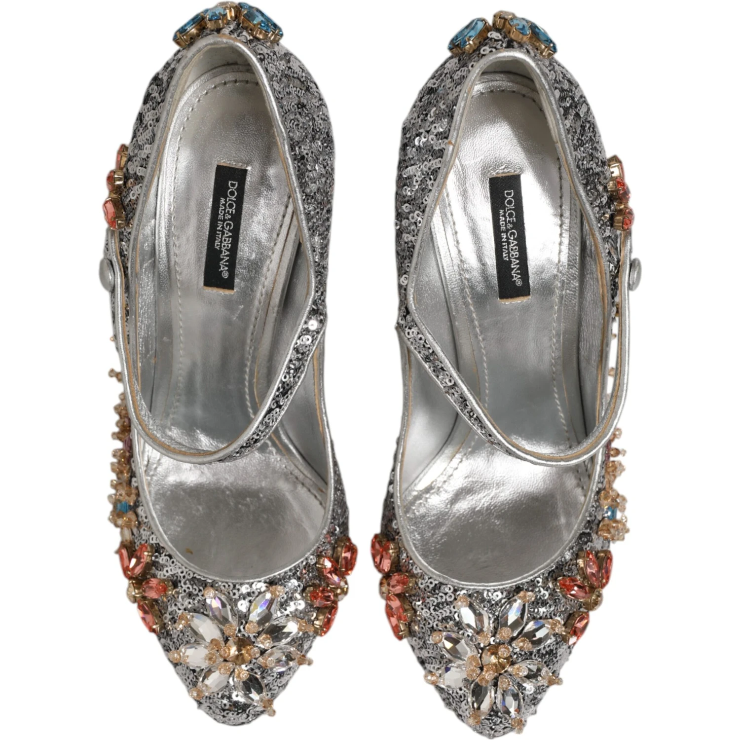 Silver Sequin Crystal Mary Janes Pumps Shoes