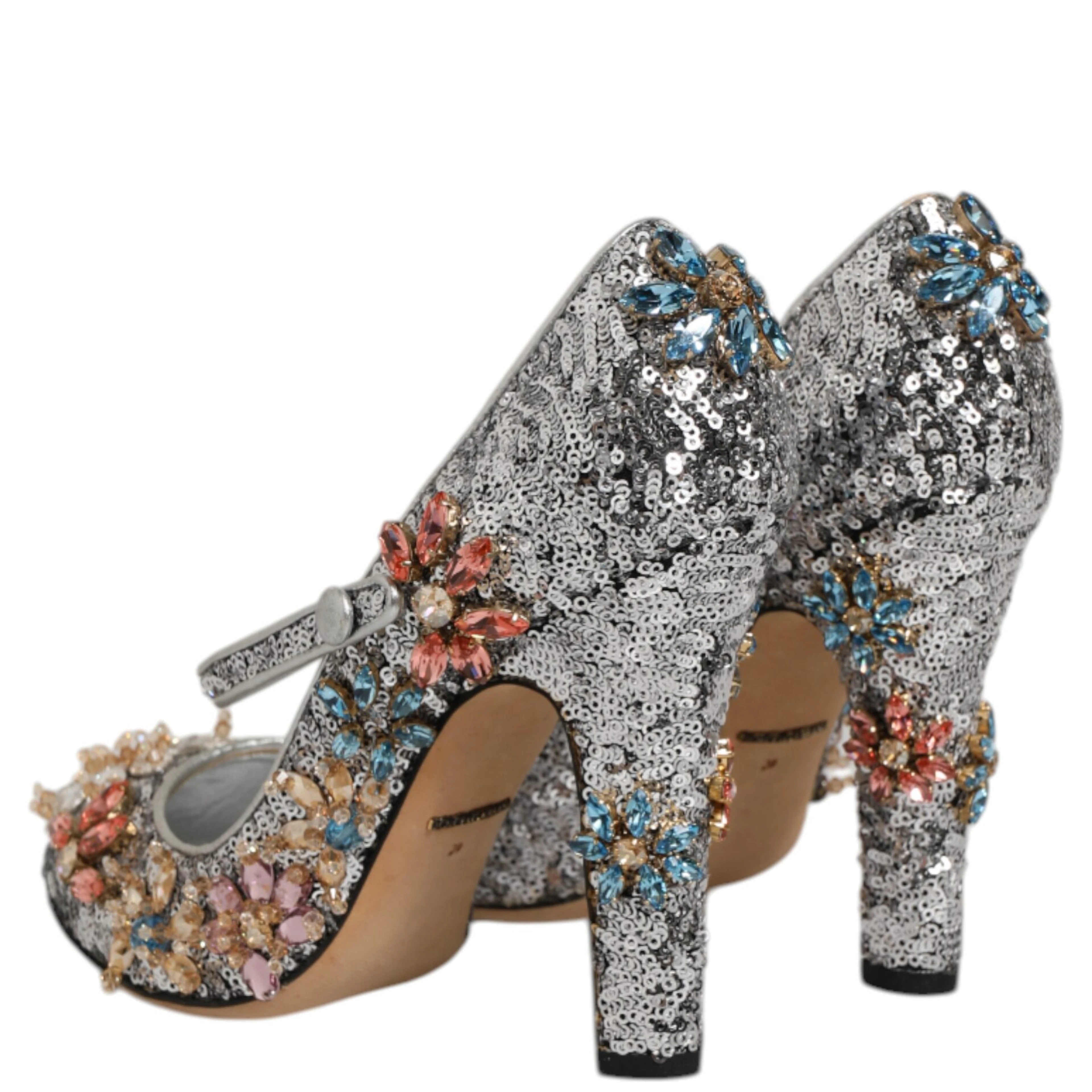 Silver Sequin Crystal Mary Janes Pumps Shoes