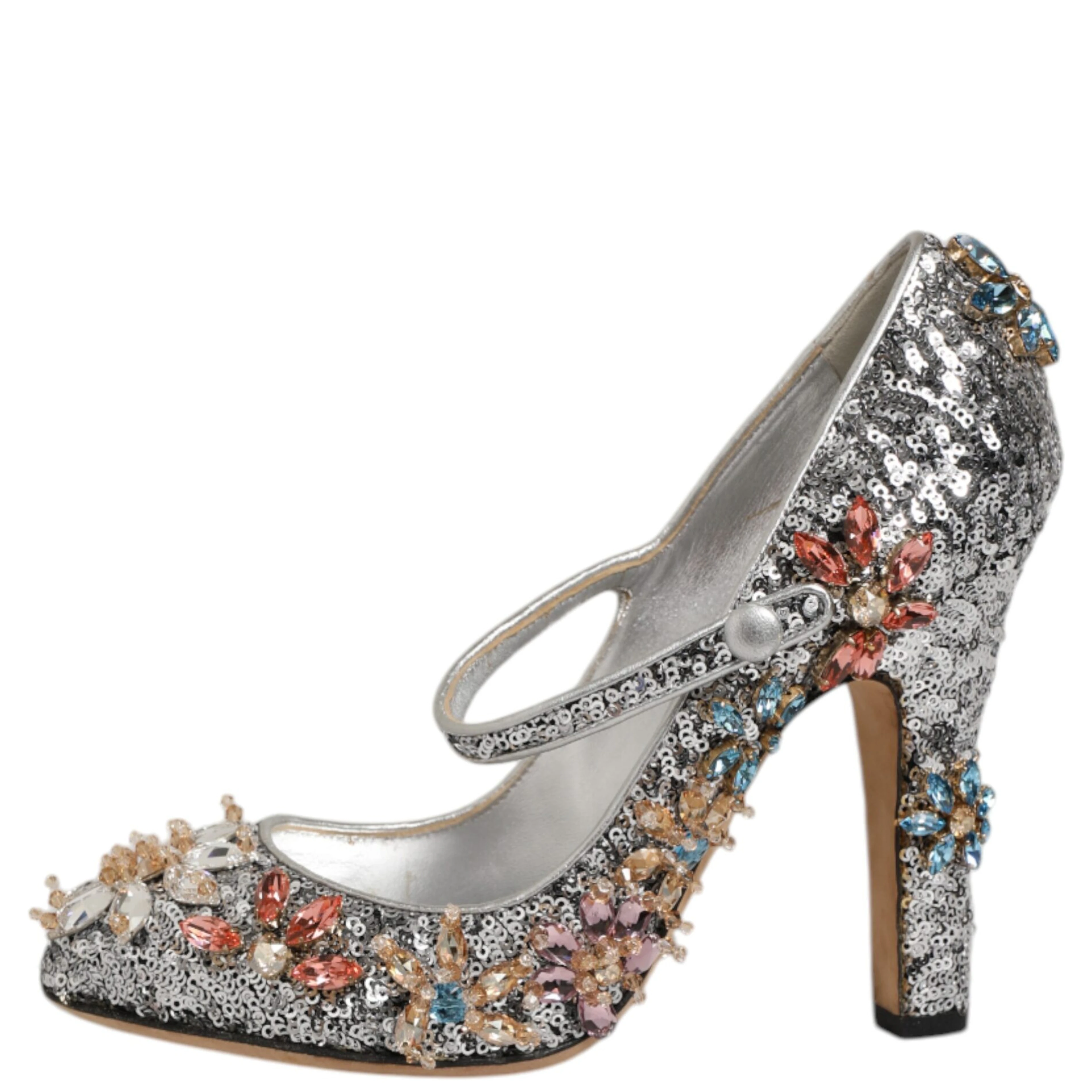 Silver Sequin Crystal Mary Janes Pumps Shoes