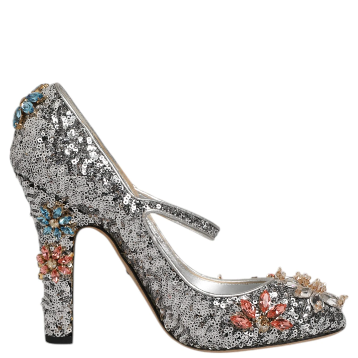 Silver Sequin Crystal Mary Janes Pumps Shoes