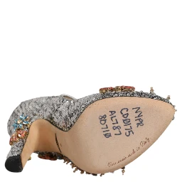 Silver Sequin Crystal Mary Janes Pumps Shoes