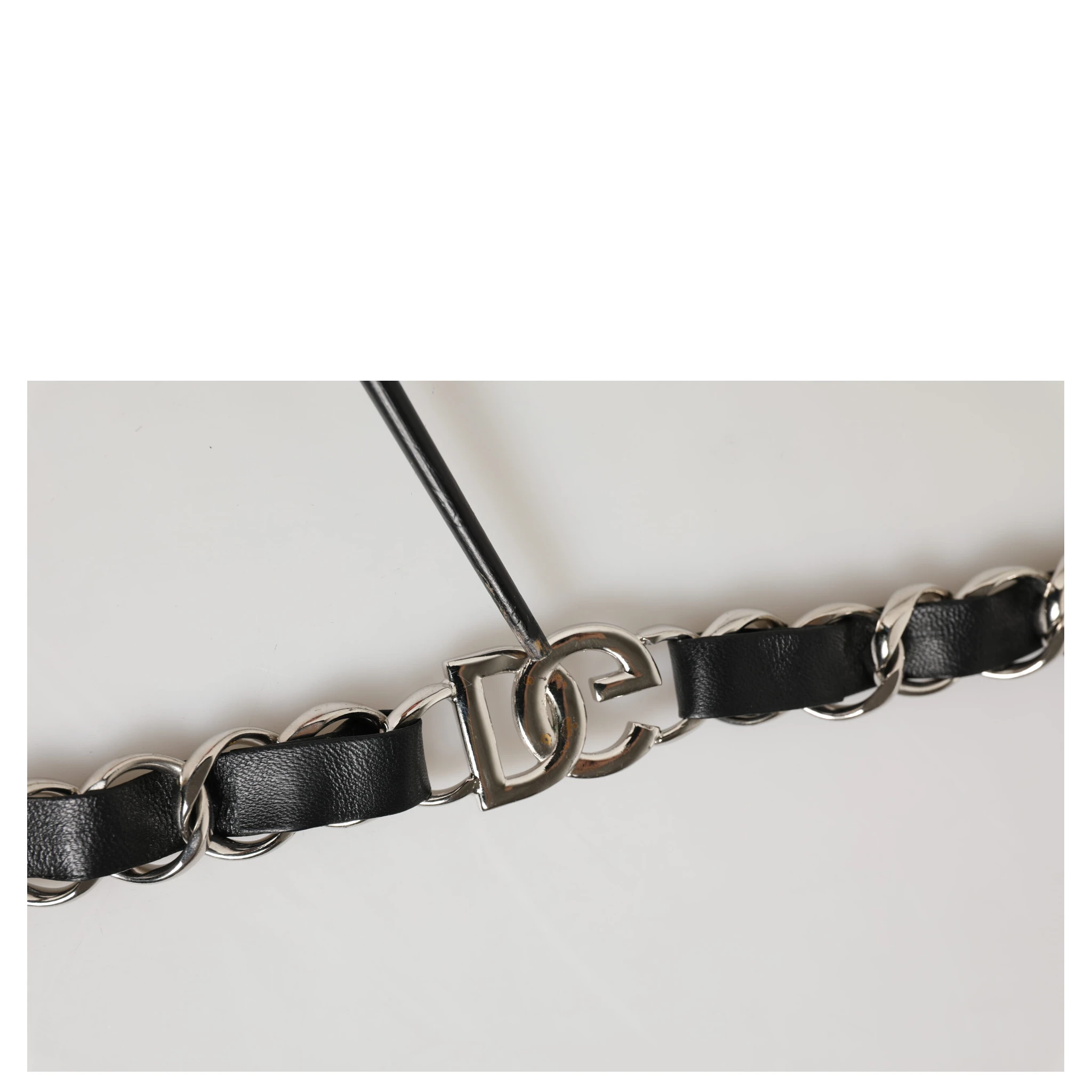 Black Leather Silver Chain Bag Accessory Shoulder Strap