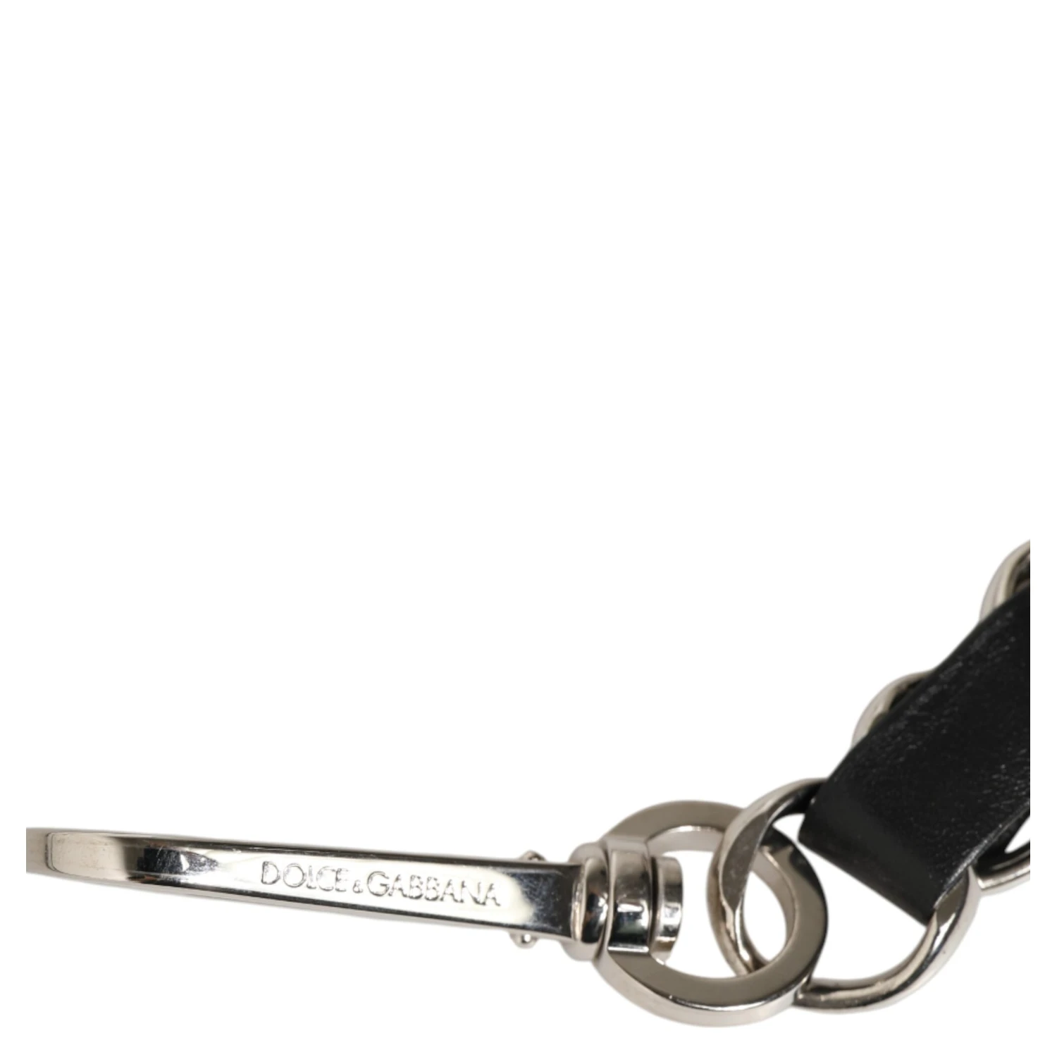 Black Leather Silver Chain Bag Accessory Shoulder Strap