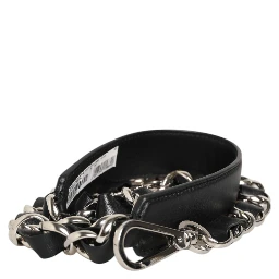 Black Leather Silver Chain Bag Accessory Shoulder Strap
