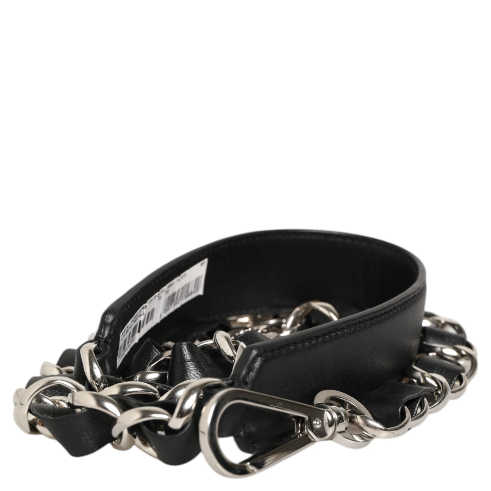 Black Leather Silver Chain Bag Accessory Shoulder Strap