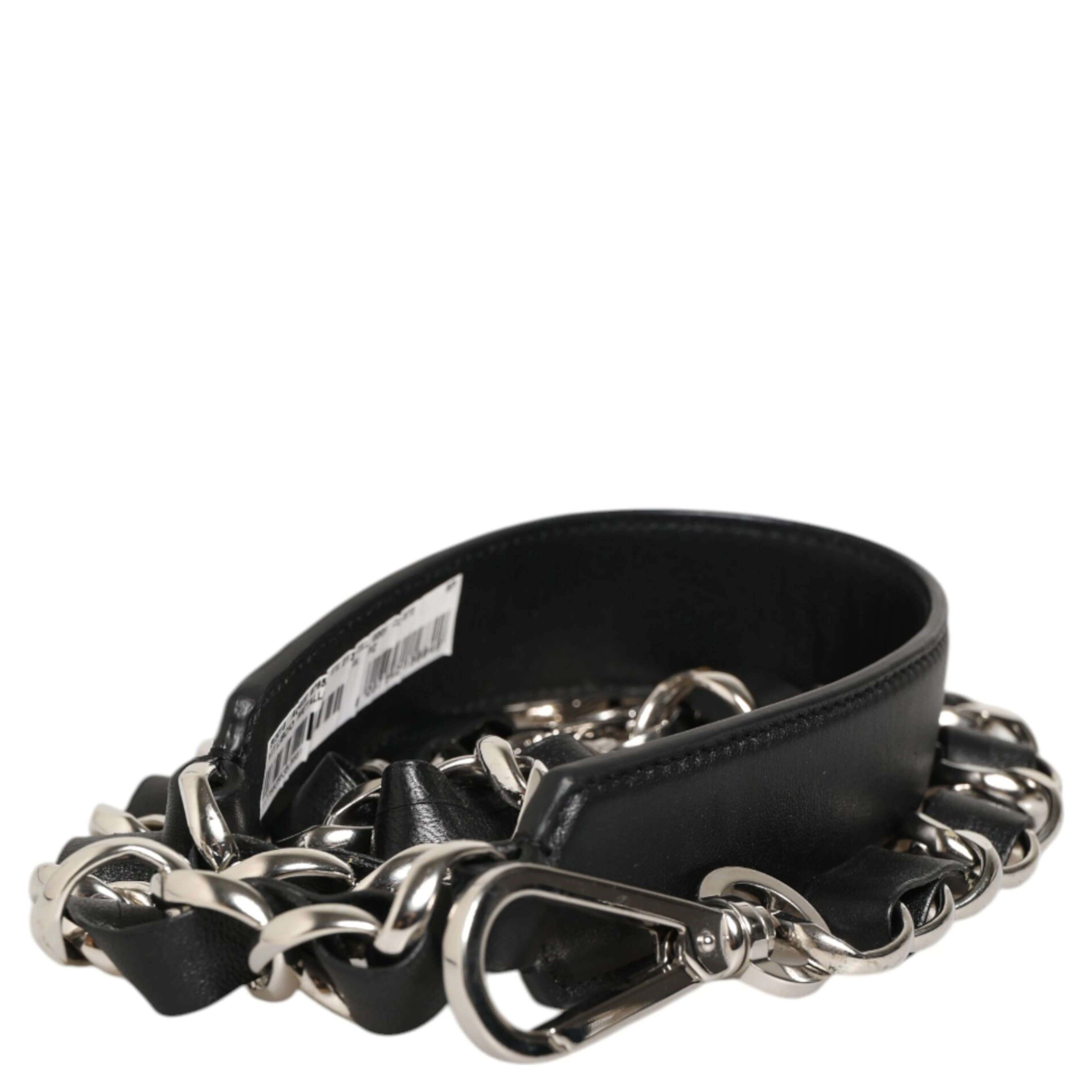 Black Leather Silver Chain Bag Accessory Shoulder Strap