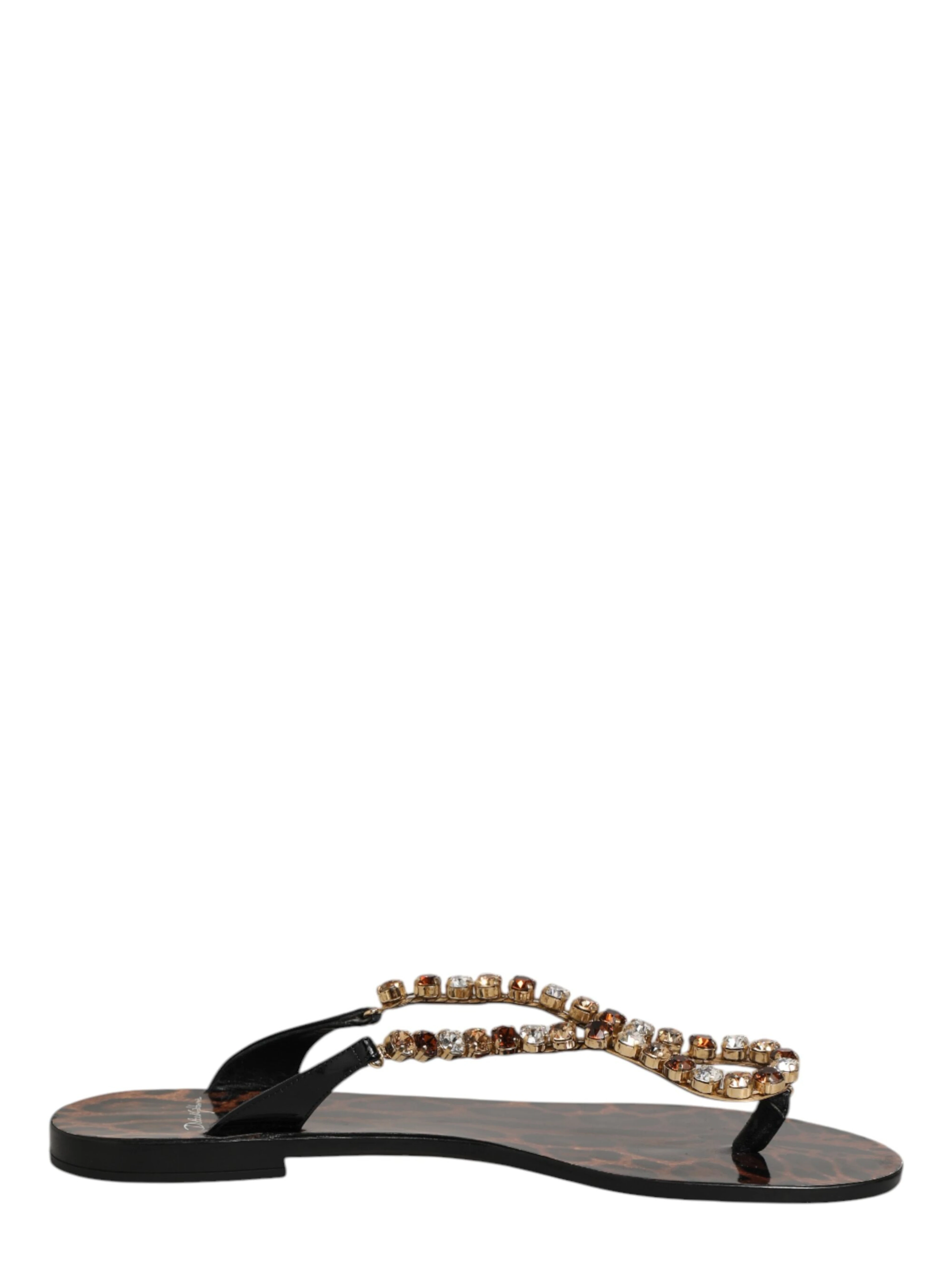 Black Crystals Flats Sandals Beachwear Shoes