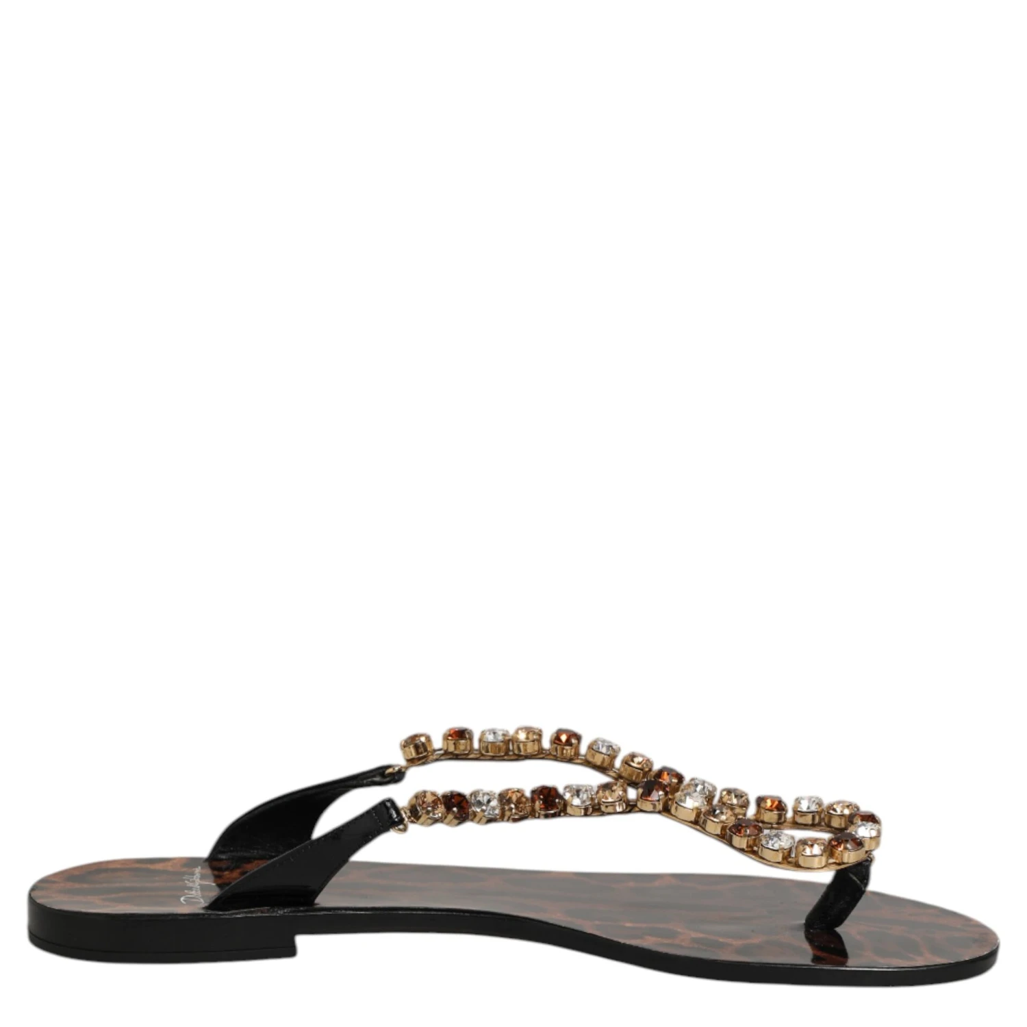 Black Crystals Flats Sandals Beachwear Shoes