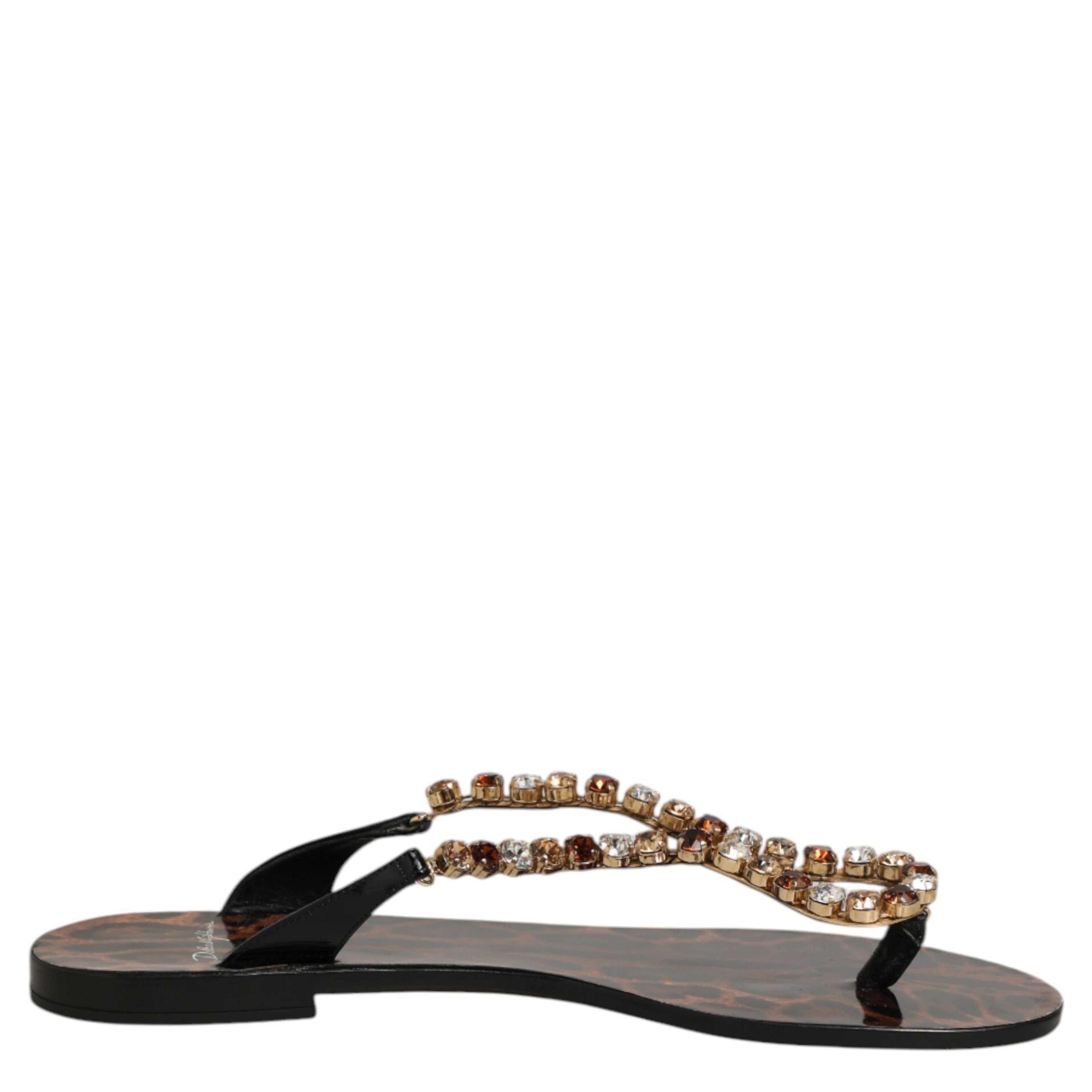 Black Crystals Flats Sandals Beachwear Shoes