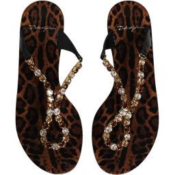 Black Crystals Flats Sandals Beachwear Shoes