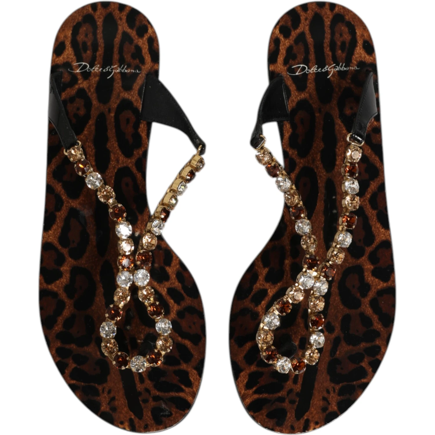 Black Crystals Flats Sandals Beachwear Shoes