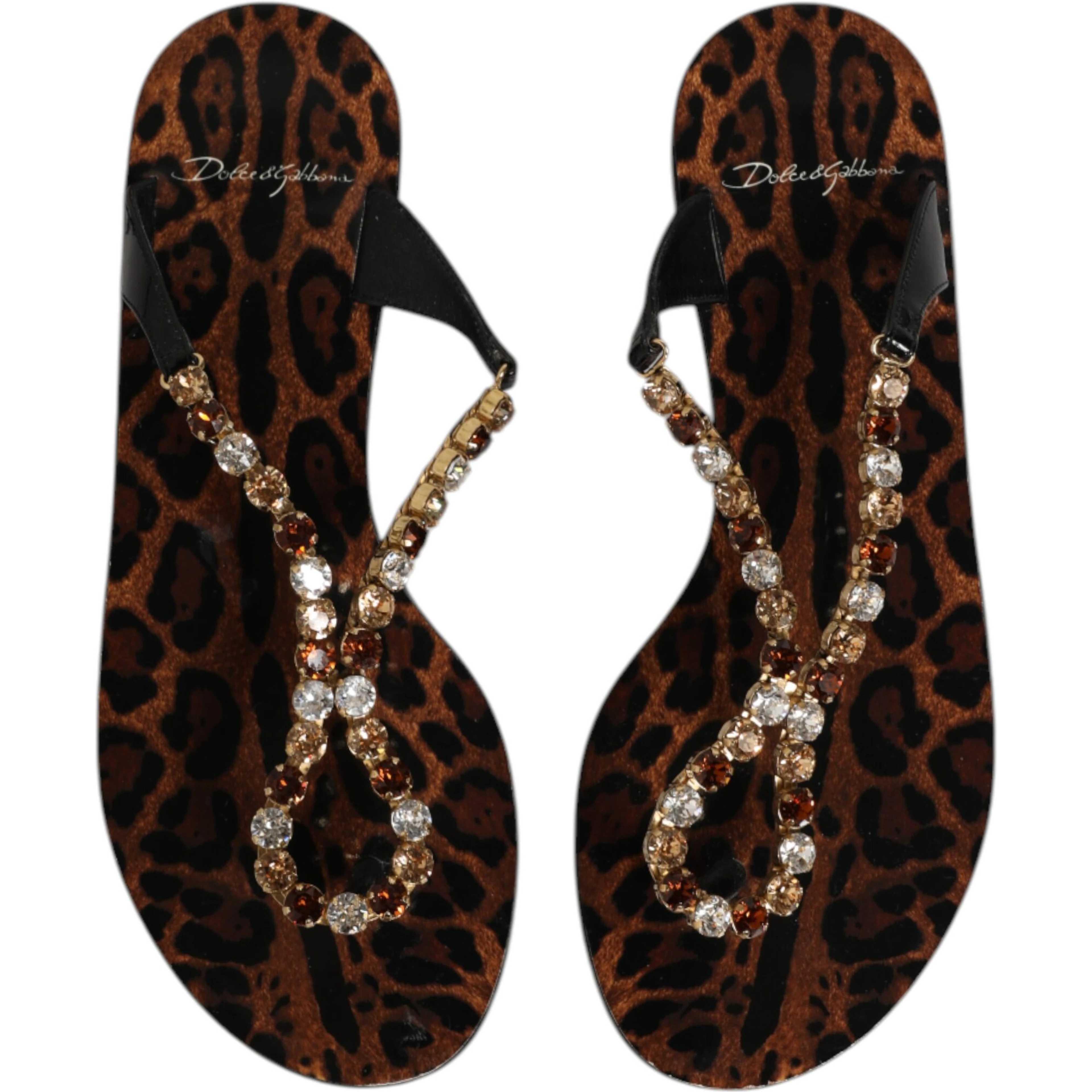 Black Crystals Flats Sandals Beachwear Shoes