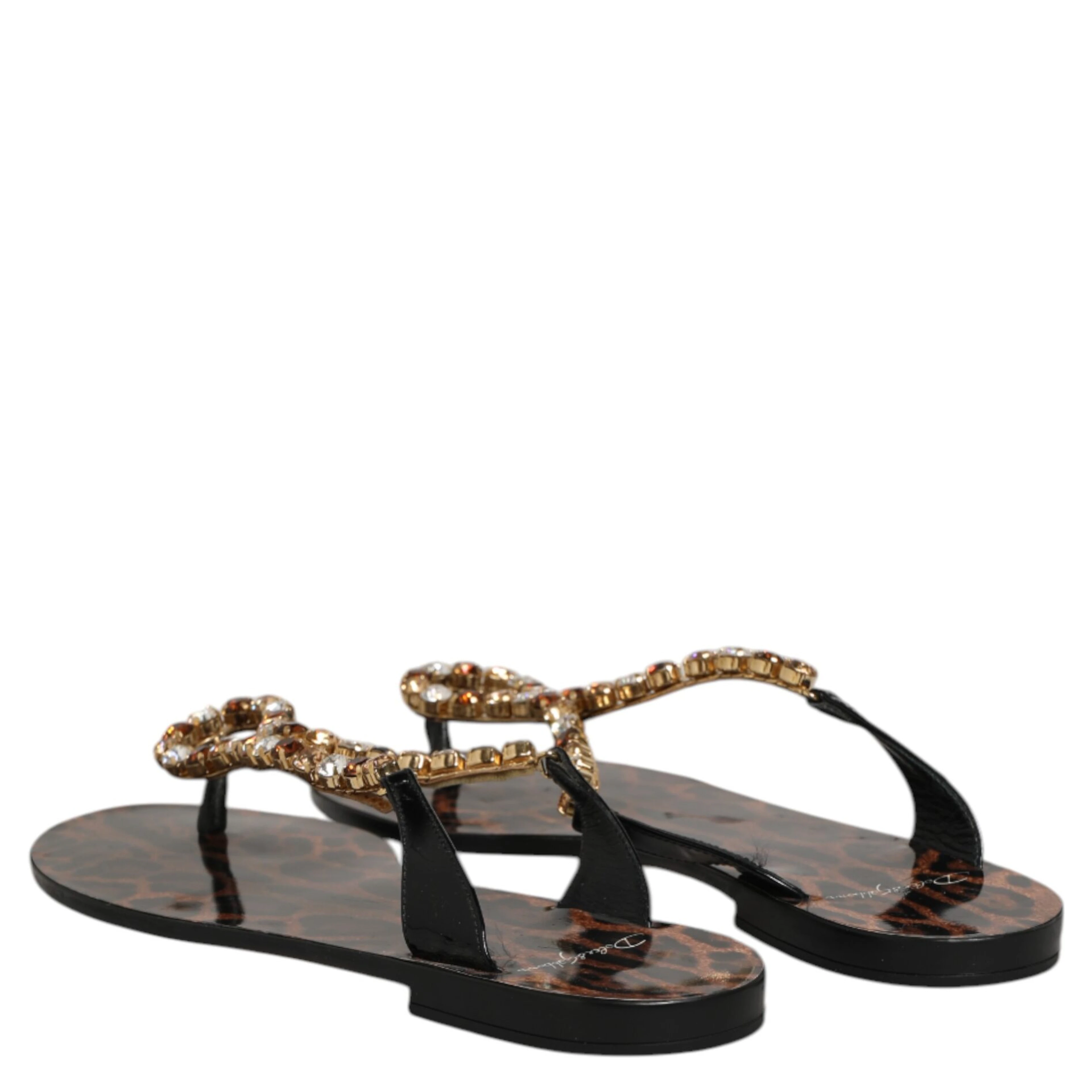 Black Crystals Flats Sandals Beachwear Shoes