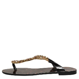 Black Crystals Flats Sandals Beachwear Shoes