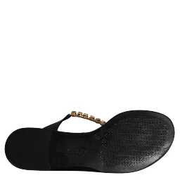 Black Crystals Flats Sandals Beachwear Shoes