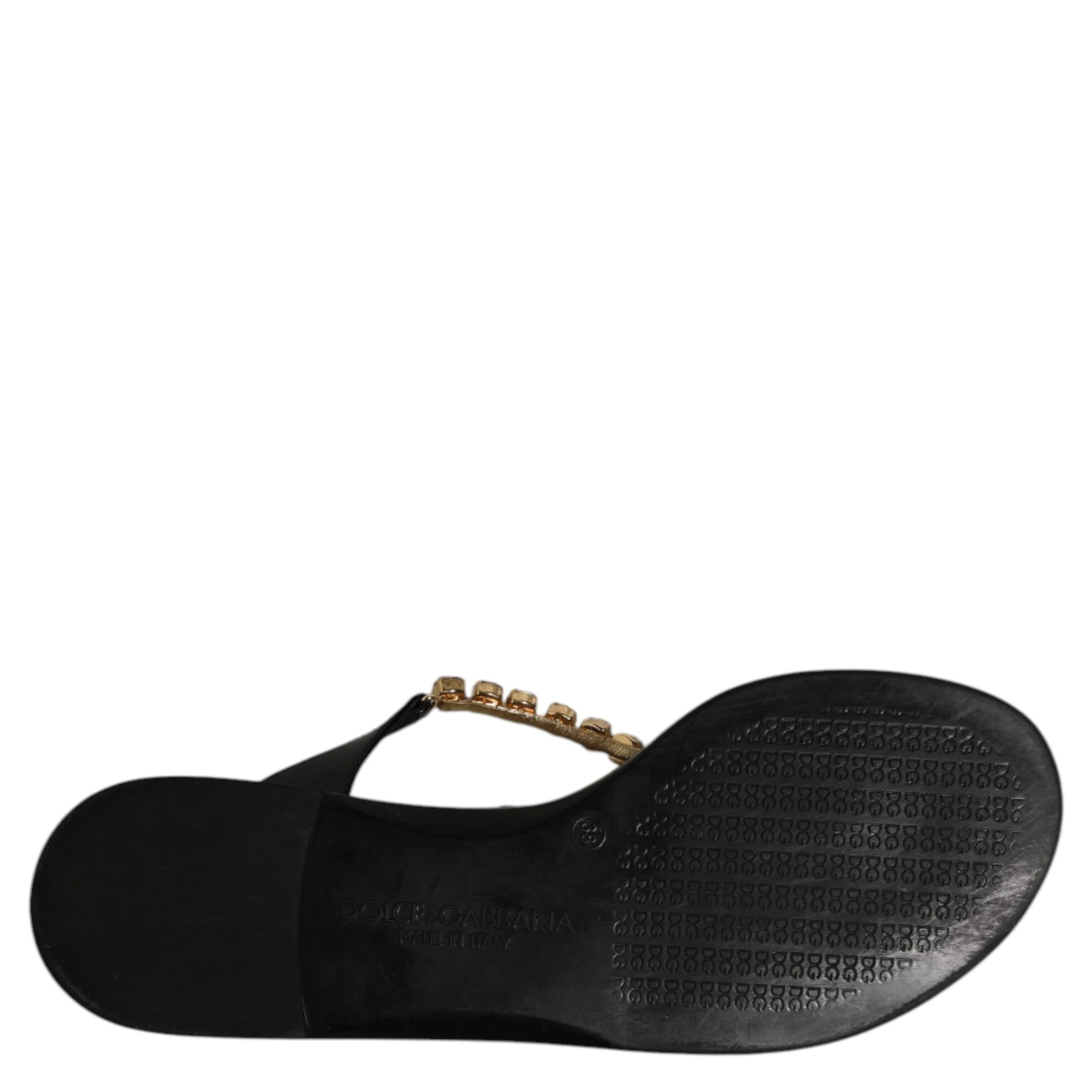 Black Crystals Flats Sandals Beachwear Shoes
