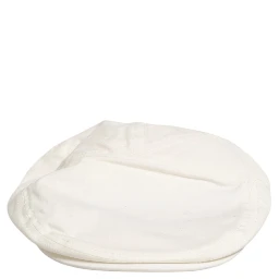 White Cotton Blend Leather Trim Flat Men Cap Hat
