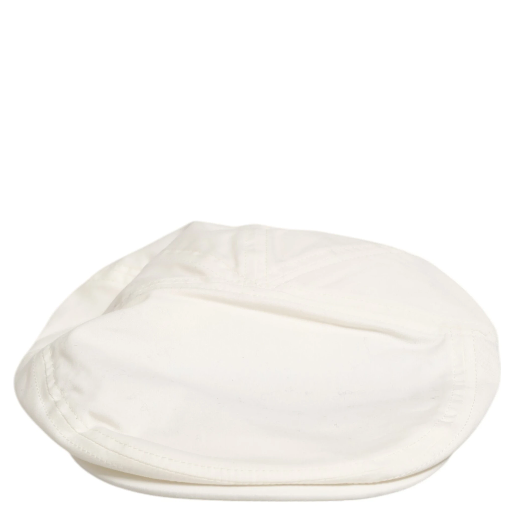 White Cotton Blend Leather Trim Flat Men Cap Hat