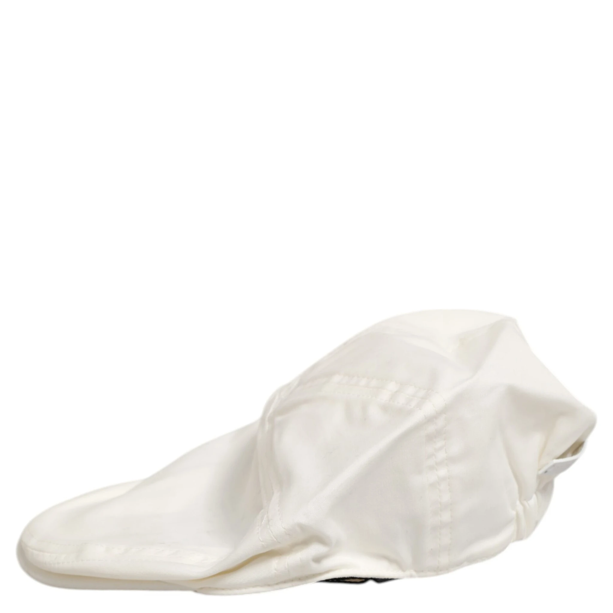 White Cotton Blend Leather Trim Flat Men Cap Hat