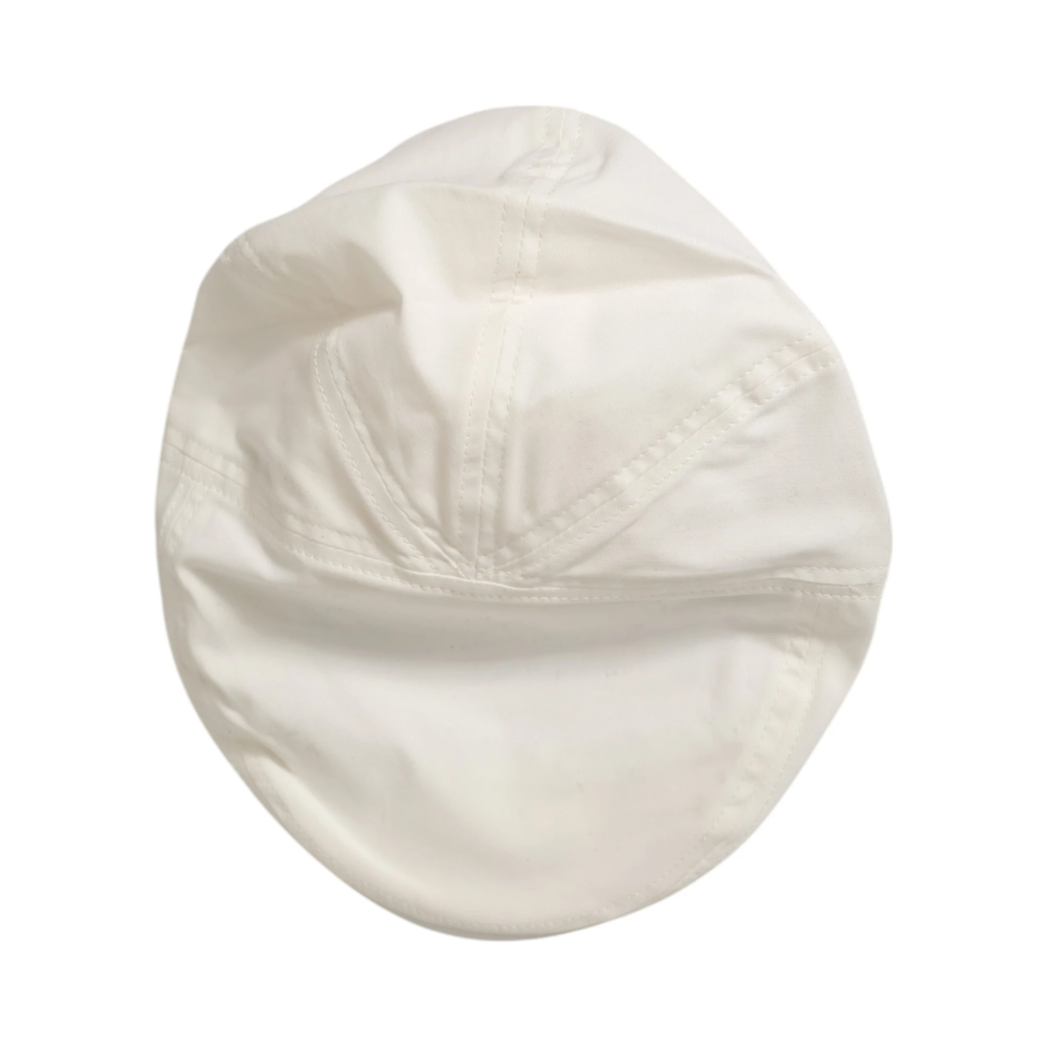 White Cotton Blend Leather Trim Flat Men Cap Hat